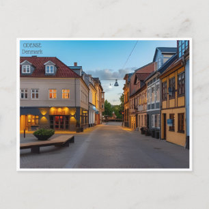 vintage reizen Odense Denemarken stads huizen Briefkaart