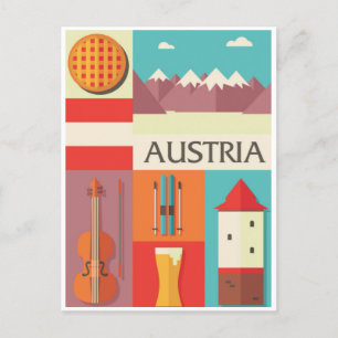 Vintage Reizen Oostenrijk winter waterverf Briefkaart