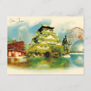 Vintage reizen Osaka Japan azië stad Geisha Briefkaart