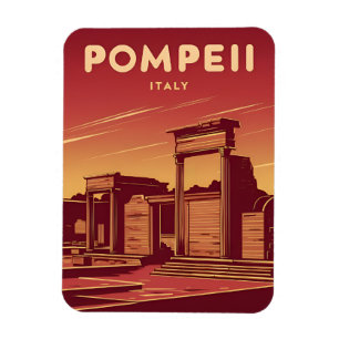 Vintage Reizen Pompeii Italië Retro Graphic Magneet