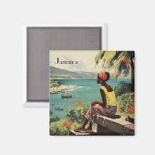 Vintage Reizen Poster Jamaicaanse vrouw Magneet (Voorkant / Achterkant)