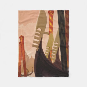 Vintage Reizen Poster met een gracht in Venetië Fleece Deken