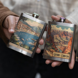 Vintage Reizen Poster met uitzicht op Monaco haven Flacon