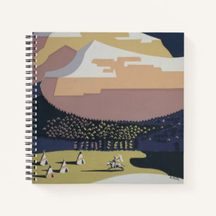 Vintage Reizen Poster Promoting Reizen naar Montan Notitieboek