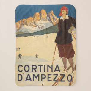 Vintage Reizen Poster van Cortina d'Ampezzo, Itali Sherpa Deken