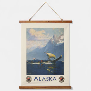 Vintage Reizen Poster voor Alaska Noordelijke Stil Hangend Wandkleed