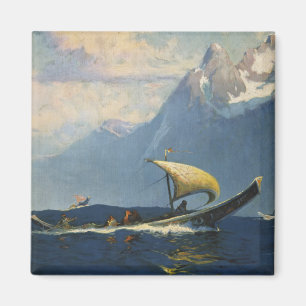 Vintage Reizen Poster voor Alaska Noordelijke Stil Magneet