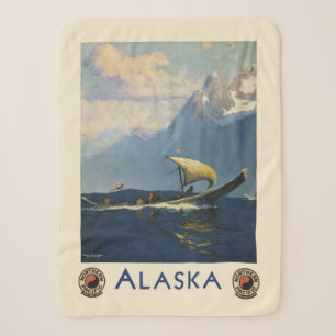 Vintage Reizen Poster voor Alaska Noordelijke Stil Sherpa Deken