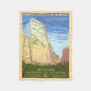 Vintage Reizen Poster voor Zion National Park Fleece Deken