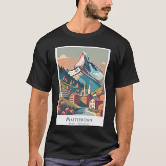 Vintage Reizen Poster Zermatt Matterhorn - Minimaa T-shirt