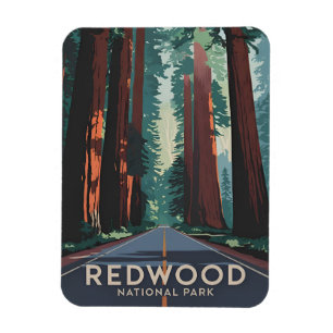 Vintage Reizen Redwood National Park Retro Schilde Magneet
