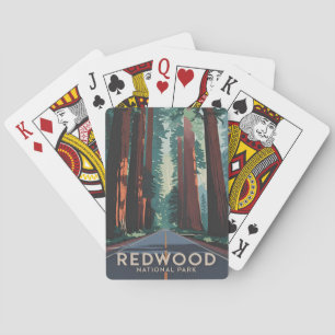Vintage Reizen Redwood National Park Retro Schilde Pokerkaarten