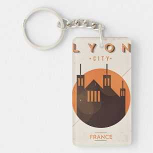 vintage reizen retro souvenir Lyon frankrijk toeri Sleutelhanger