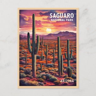 Vintage Reizen Saguaro Nationaal Park Arizona Retr Briefkaart