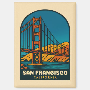 Vintage reizen San Francisco Golden Gate Bridge Magneet
