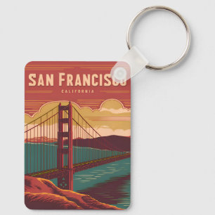 Vintage reizen San Francisco Golden Gate Bridge Sleutelhanger