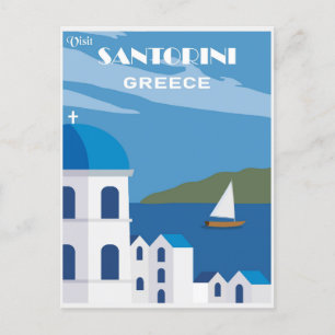 Vintage reizen Santorini Griekenland Briefkaart
