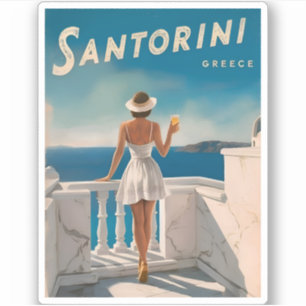Vintage reizen Santorini Griekenland Retro Schilde Sticker