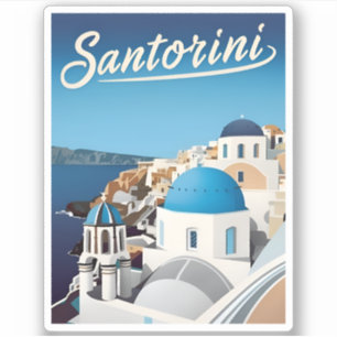Vintage reizen Santorini Griekenland Retro Schilde Sticker