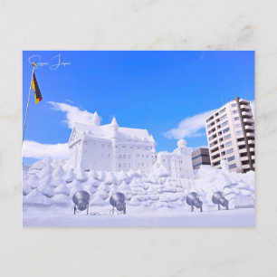 vintage reizen Sapporo Japan sneeuw festival stad Briefkaart