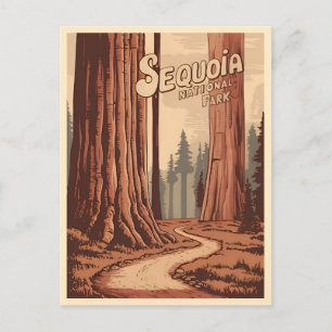Vintage reizen Sequoia National Park Retro Graphic Briefkaart