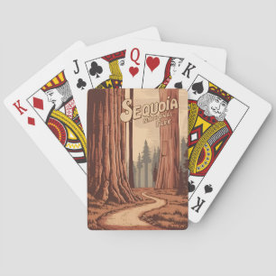 Vintage reizen Sequoia National Park Retro Graphic Pokerkaarten