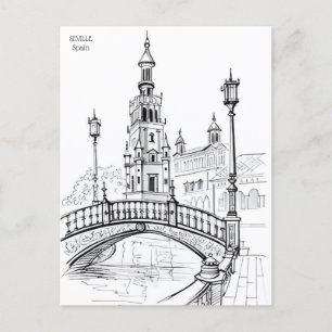 vintage reizen Sevilla Spanje Sevilla stadstoerism Briefkaart