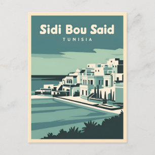 Vintage reizen sidi bou zei tunesië retro Schilder Briefkaart