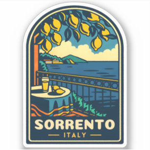 Vintage Reizen Sorrento Italië Kustretro Schildera Sticker