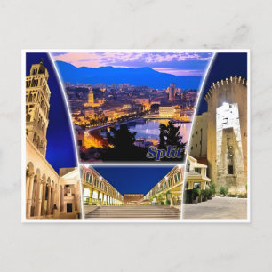 vintage reizen Split Kroatië Croatie retro toerism Briefkaart