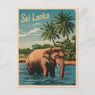 Vintage Reizen Sri Lanka Ceylon Retro Schilderacht Briefkaart
