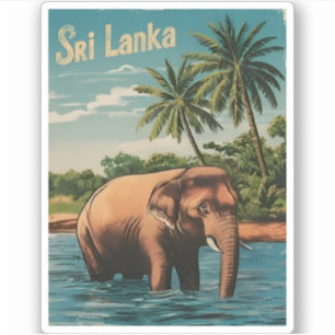 Vintage Reizen Sri Lanka Ceylon Retro Schilderacht Sticker