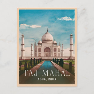Vintage reizen Taj Mahal India Retro Schilderachti Briefkaart