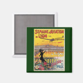 Vintage Reizen, Vliegtuigen, Lyon, Frankrijk Magneet (Voorkant / Achterkant)