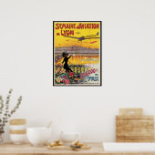 Vintage Reizen, Vliegtuigen, Lyon, Frankrijk Poster (Keuken)