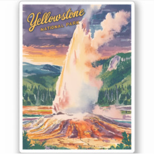 Vintage Reizen Yellowstone National Park Retro Sticker