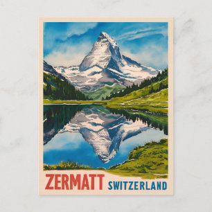 Vintage reizen Zermatt Zwitserland Matterhorn Briefkaart