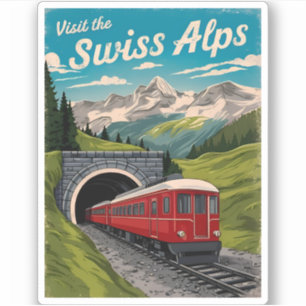 Vintage reizen Zwitserse Alpen Zwitserland Retro S Sticker