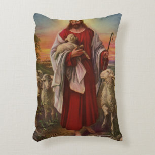 Vintage Religie, Christus de Goede Herder Kudde Accent Kussen