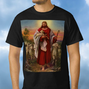 Vintage Religie, Christus de Goede Herder Kudde T-shirt