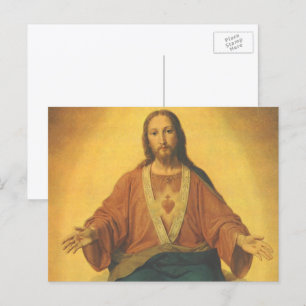 Vintage religie, Heilig Hart van Jezus Christus Briefkaart