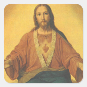 Vintage religie, Heilig Hart van Jezus Christus Vierkante Sticker