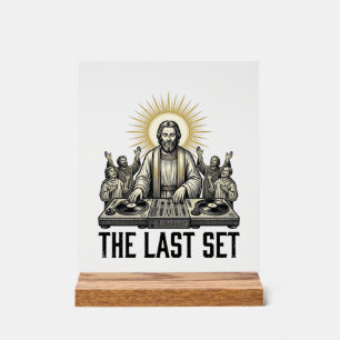Vintage Religieus DJ The Last Set T-shirt ontwerp_ Acryl Bord