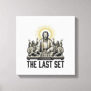 Vintage Religieus DJ The Last Set T-shirt ontwerp_ Canvas Afdruk