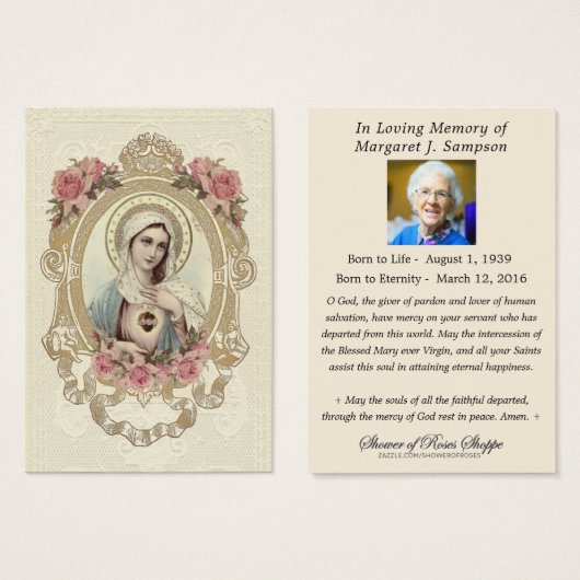 Vintage Religieux Vierge Marie Funérailles Catholi (Devant & derrière)