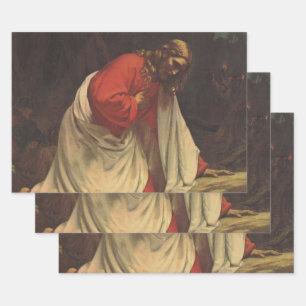 Vintage Religion Jezus Christus Hof van Gethsemane Inpakpapier Vel