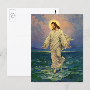 Vintage Religion, Jezus Christus loopt op water Briefkaart