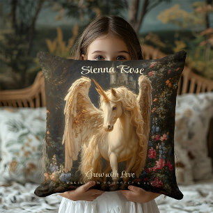 Vintage Rennaissance Vergulde Eenhoorn met Vleugel Kussen