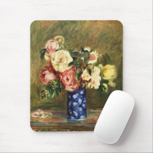 Vintage Renoir Roze Boeket in Blauwe Vaas Kunst Muismat