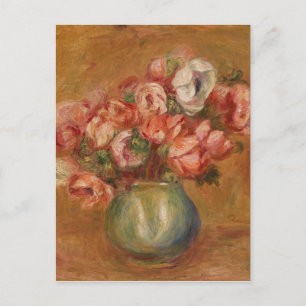 Vintage Renoir Roze Groen Gele Anemonen Briefkaart